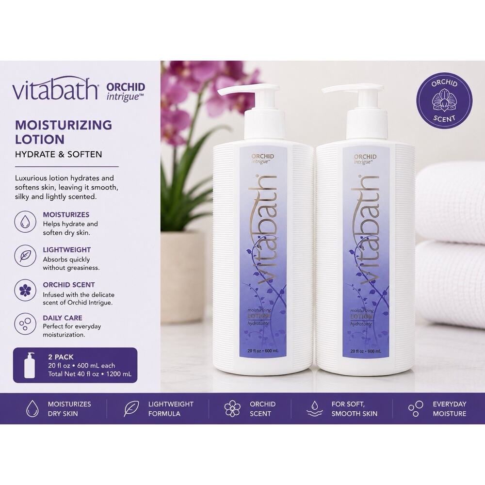Vitabath Orchid Intrigue Moisturizing Lotion 20 fl oz / 600mL 2 Pack
